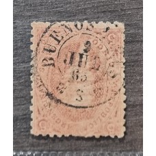 ARGENTINA 1865 GJ 20d ESTAMPILLA DE 3ra TIRADA RIVADAVIA CON VARIEDAD PLANCHA RAYADA U$ 60 ESTA DE LUJO PERO ADEMAS EL MATASELLO ES FECHA PATRIA 9 de JULIO de 1865 !!! UNA JOYITA